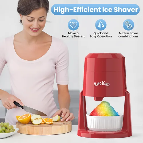 Miniatura 7 de Máquina de hielo afeitado profesional: RX03 Máquina eléctrica de cono de nieve y máquina ICEE para el hogar, potencia de 60 W, voltaje universal