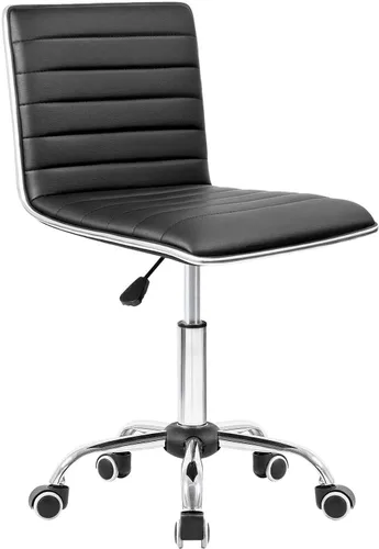 Miniatura 3 de Homall Silla moderna ajustable con respaldo bajo acanalado sin brazos, silla de oficina, silla de escritorio, silla de tocador, silla giratoria