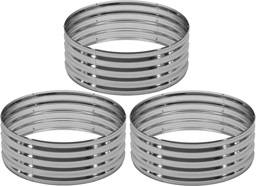DIIYIV 3PCS 3x3x1FT Kit de Cama de Jardín Elevada Galvanizada, Cajas para Vegetales - Caja de Flores Redonda de Metal, Camas de Plantación Grandes