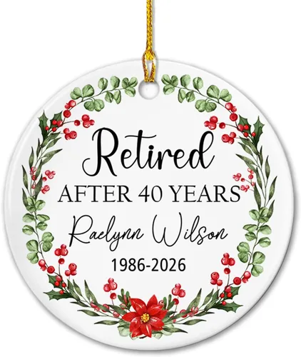 Miniatura 15 de Adorno de cerámica personalizado de jubilación Navidad 2026, A Wise Man Once Said I'm Outta Here & He Lived Happily Ever After, adorno de cerámica