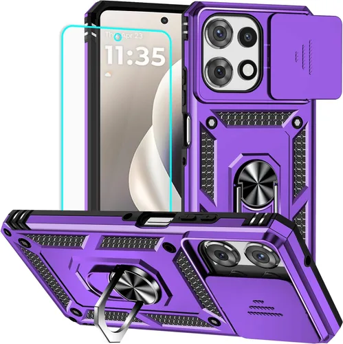 Miniatura 21 de HNHYGETE Funda para Moto G Power 5G 2024 con protector de pantalla: [grado militar de 20 pies a prueba de caídas] Funda protectora a prueba