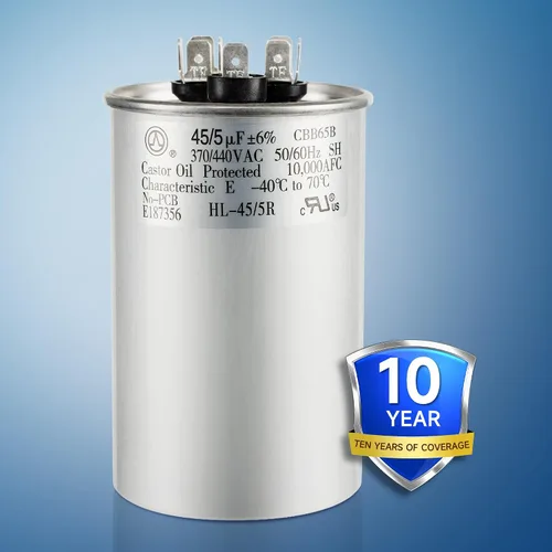 Miniatura 2 de Condensador de CA 45+5 uF 45/5 MFD ±6% 370V/440VAC CBB65 Condensador de arranque circular de doble funcionamiento para bomba de calor, aire