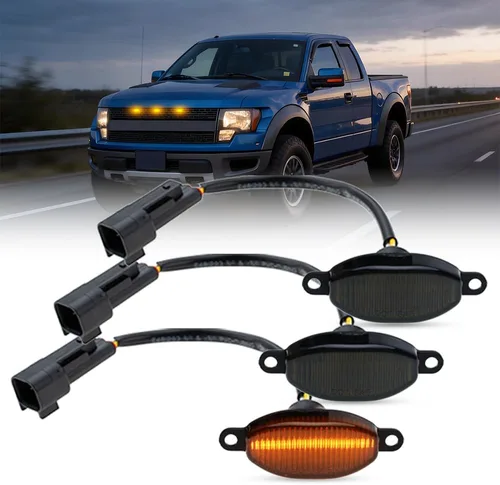 Miniatura 2 de Luces LED ámbar Raptor con lente ahumada para Ford F150 SVT Raptor Pick Up 2017-2019 Ford Raptor Pick Up 2017-2019 parrilla delantera conducción