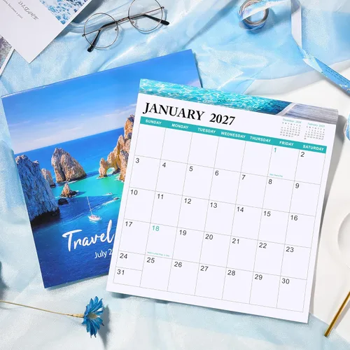 Miniatura 6 de Calendario de pared 2026, 12 meses de enero de 2026 a diciembre de 2026, cuadrado mensual, 12 x 24 pulgadas (abierto), con papel grueso