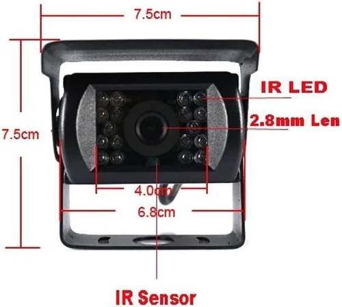 Miniatura 4 de Remolque de autobús CCD impermeable de 4 pines, 18 LED, visión nocturna, visión trasera, cámara de respaldo inversa para autobús, camión