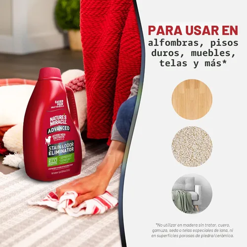 Miniatura 7 de Nature's Miracle Eliminador avanzado de manchas y olores para perros, aroma fresco, fórmula enzimática severa para líos difíciles de mascotas, 1