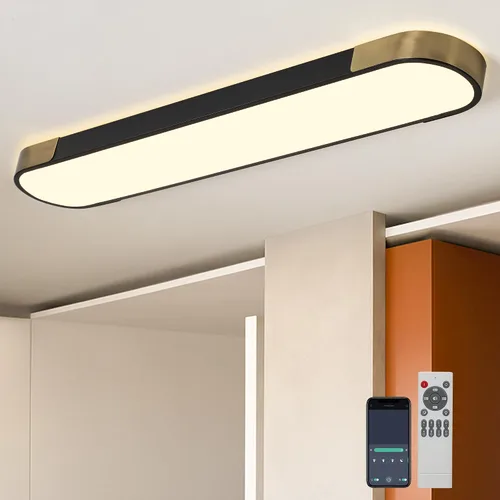 Miniatura 14 de Qcyuui Luces LED de Techo Regulables 46.4'' Accesorios de Iluminación para Cocina de Techo Negro Empotrado con Control Remoto Luz de Techo Lineal