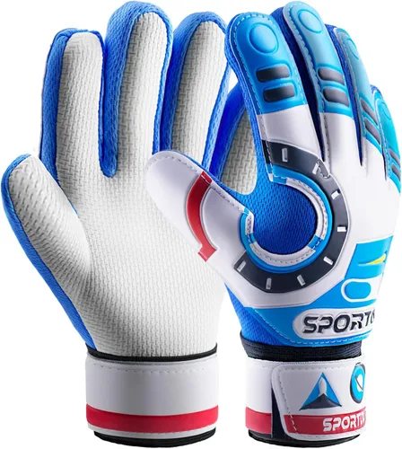 Sportout Guantes de portero para niños, guantes de fútbol con doble protección en la muñeca y material de látex resistente al desgaste y