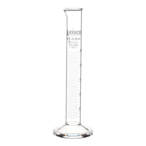 Miniatura 9 de Cilindro graduado, 3.4 fl oz - Tolerancia clase B ± 0.0 fl oz - Base redonda - Graduaciones azules - Vidrio de borosilicato 3.3 - Eisco Labs