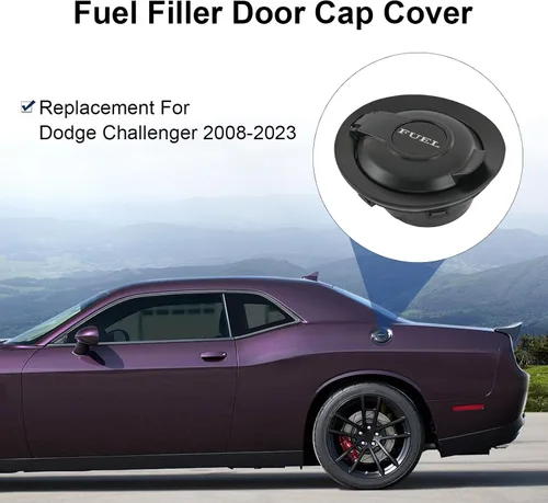 Miniatura 2 de Puerta de combustible de gas negra mate edición de vapor de repuesto para puerta de llenado de combustible 68250120AA de Dodge Challenger 2008-2023