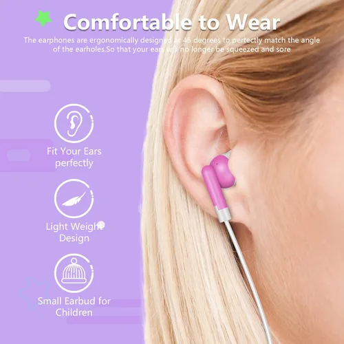 Miniatura 3 de Auriculares para niños a granel, paquete de 50 auriculares multicolor con cable al por mayor, perfectos para bibliotecas escolares, estudiantes