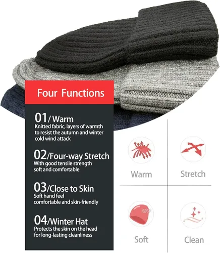 Miniatura 10 de Gorro de invierno para hombre y mujer, gorro de lana de punto para actividades al aire libre y uso diario
