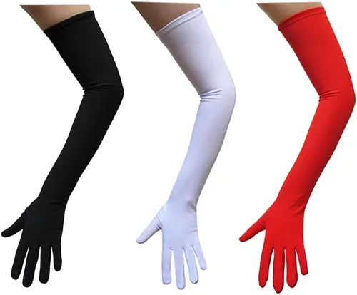 Miniatura 2 de Guantes de disfraz rojos (longitud de ópera) - Accesorios de disfraz de Halloween (STC12080), Rojo