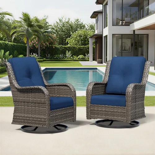 Miniatura 65 de Joyside Juego de sillas de mimbre para patio, juego de 3 piezas de mimbre para exteriores con 2 sillas reposabrazos y 1 mesa auxiliar para terraza