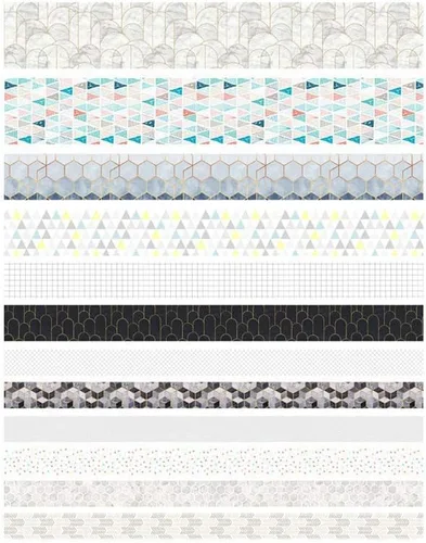 Miniatura 3 de ZDOLAKIDS Juego de 12 rollos de cinta adhesiva de geometría Washi, cintas decorativas, calcomanías adhesivas para adultos, álbum de recortes