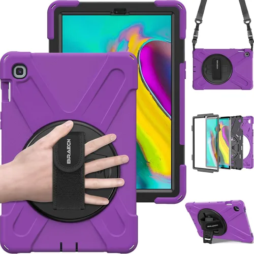 Miniatura 9 de BRAECN Funda para Samsung Galaxy Tab S5e de 10.5 pulgadas 2019, resistente a prueba de golpes con soporte giratorio 360/correa de mano y correa