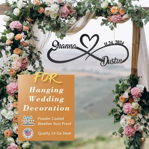 Miniatura 3 de Regalos de Boda para Parejas, Letrero de Metal Personalizado con el Nombre y Fecha de la Pareja, Regalos de Aniversario y del Día de San Valentín