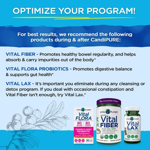 Miniatura 5 de Vital Planet - Vital CandiPURE - Limpieza intestinal formulada para mantener un equilibrio intestinal saludable, 2 partes - Kit de 14 días, 56