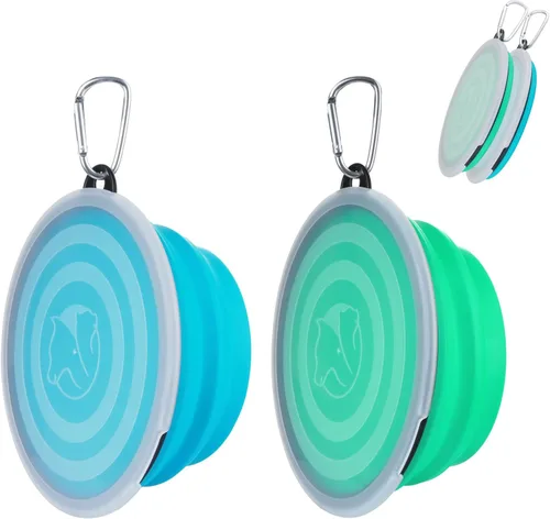 Miniatura 13 de SLSON Comedero plegable para mascotas, paquete de 2 cuencos para perros con tapas de cubierta, cuenco portátil plegable para agua para gatos