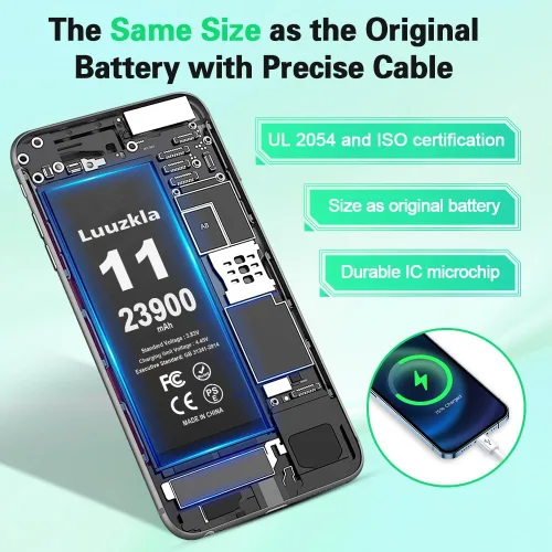 Miniatura 4 de Batería de 23900 mAh compatible con iPhone 11, nueva actualización, repuesto de batería de gran capacidad, compatible con iPhone 11, con kits