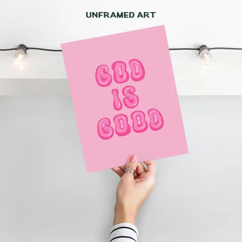 Miniatura 2 de Decoración de pared cristiana preppy rosa - Decoración de pared estética de Dios es bueno para mujeres, mujer, niñas adolescentes - Regalos