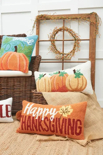 Miniatura 5 de C&F Home Blessed Pumpkin - Almohada con gancho de 18 x 18 pulgadas, color azul