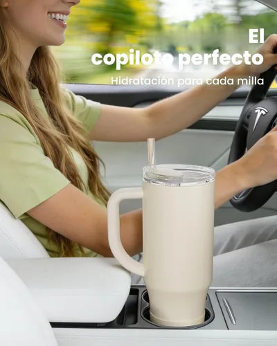 Miniatura 2 de Renoj FlexSlide White - Taza aislada 100% resistente a derrames, para café helado y bebidas calientes, se adapta al portavasos del automóvil, regalo