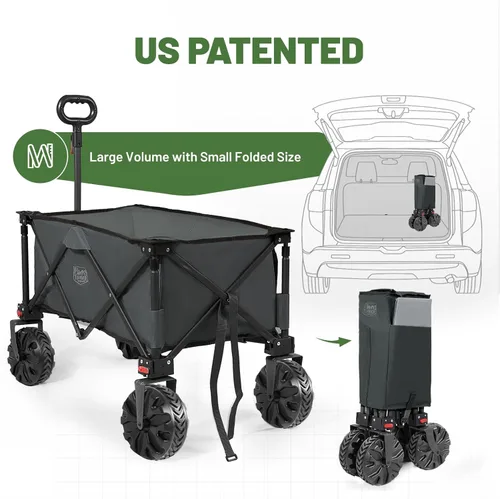 Miniatura 5 de Timber Ridge Carro plegable utilitario plegable resistente con ruedas todo terreno para compras al aire libre, camping, jardín, deportes, con bolsa