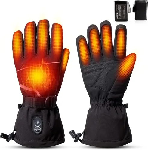 SNOW DEER Guantes térmicos para hombres y mujeres, guantes eléctricos con batería recargable calentados de mano para motocicleta, ciclismo, caza,