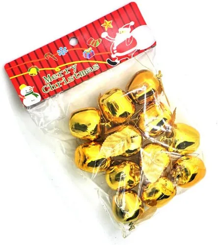 Miniatura 7 de Vpang 12 colgantes de árbol de Navidad, adornos colgantes de manzana, adornos para festivales, fiestas, adornos de boda (dorado)