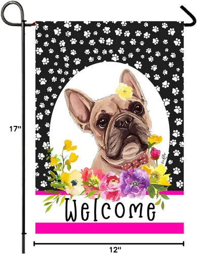 Miniatura 2 de Bandera de jardín con estampado de pata de Best of Breed en crema de bulldog francés