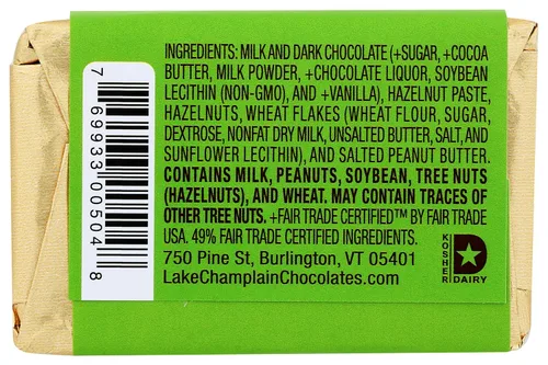 Miniatura 4 de LAKE CHAMPLAIN CHOCOLATES Barra de avellanas 5 estrellas, 1.8 oz