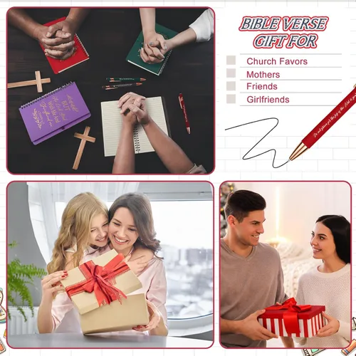 Miniatura 5 de Engrowtic Juego de 48 piezas de regalo cristiano, cuadernos en espiral con versículo bíblico A5 y bolígrafos para apreciación de maestros, primera