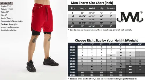 Miniatura 7 de JWJ Men's 2 in 1 Workout Running Shorts 7 Inch Lightweight Athletic Gym Shorts with Compression Liner