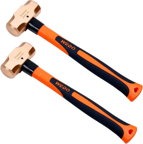 Miniatura 26 de WEDO Juego de martillo de trineo de cobre de 3 piezas, 3 lb+4 lb+5 libras, mango de fibra de vidrio, forja, resistente a la corrosión, estándar DIN
