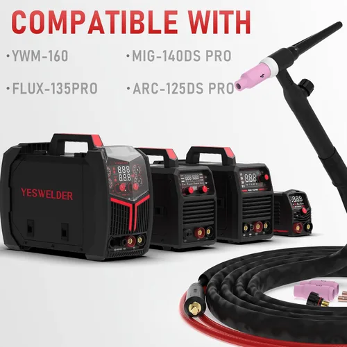 Miniatura 6 de YESWELDER Antorcha de soldadura TIG WP-17V de 13 pies, 150 amperios, 10-25 mm² enfriada por aire, Antorcha TIG de elevación, compatible