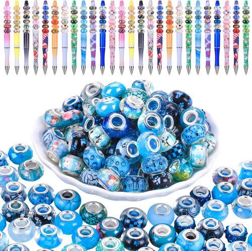 Miniatura 35 de Espaciador de agujeros grandes europeos con cuentas de hadas con diamantes de imitación para manualidades, pulseras y bisutería