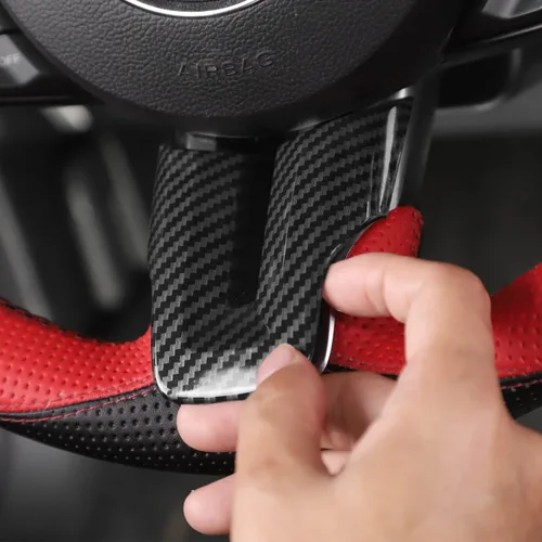 Miniatura 6 de CheroCar para Ford Mustang Cubierta de Volante Kit de Decoración y Moldura Accesorios Interiores para Ford Mustang 2015-2025 (Fibra de Carbono)