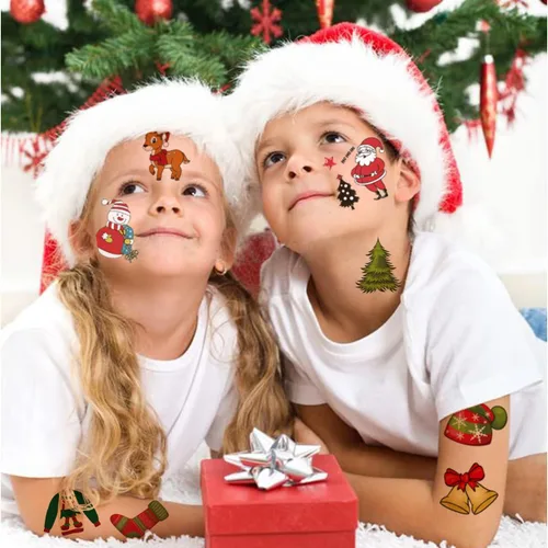 Miniatura 5 de CHARLENT 148 tatuajes temporales de Navidad para niños, tatuajes individuales de Navidad para niños, recuerdos de fiesta de Navidad, relleno
