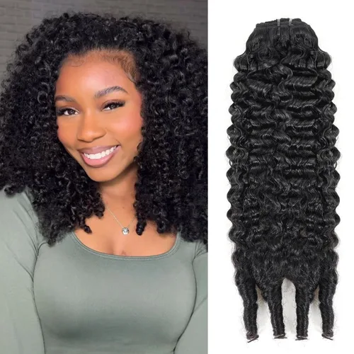 Miniatura 52 de Extensiones de cabello con clip de 12 pulgadas, rizado birmano, negro natural, extensiones de cabello con clip rizado birmano, cabello humano real
