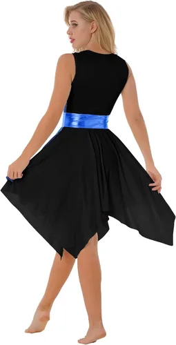 Miniatura 17 de easyforever Vestido de baile sin mangas con bloques de color para mujer, alabanza litúrgica, ropa de baile lírico, vestido de bata de adoración