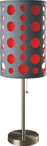 Lámpara de mesa retro de doble sombra, cuenta con pantalla exterior de tela y pantalla interior de color, 30 pulgadas de alto, ideal para salas de