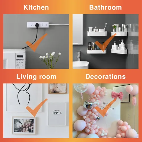 Miniatura 8 de MOVELYST 180 pares (360 tiras) tiras grandes para colgar cuadros, resistentes, cinta de gancho y bucle extraíble, libre de daños, tiras adhesivas