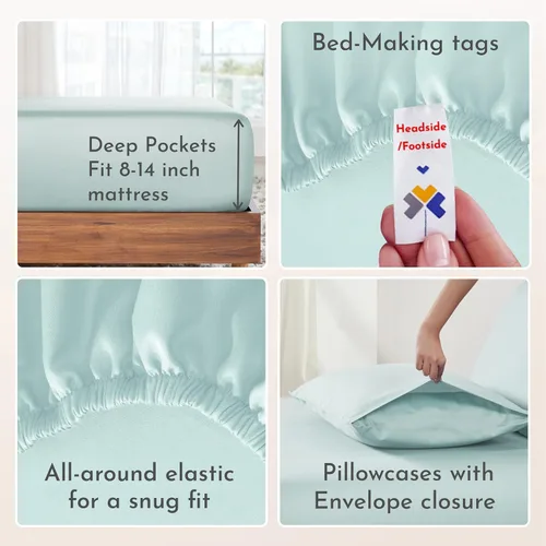Miniatura 5 de California Design Den Sábanas de Algodón 100% Natural Tamaño Full Juego de Cama con Bolsillos Profundos - Tejido Satín Suave, Sábanas Duraderas 10