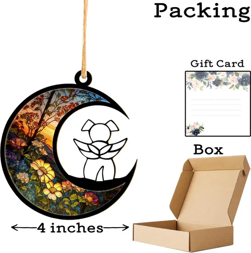 Miniatura 3 de LOVELYPOD Adorno Colgante de Perro DIY, Atrapador de Sol Regalos Conmemorativos para Amantes de Perros, Un Perro Blanco con Alas para Colgar