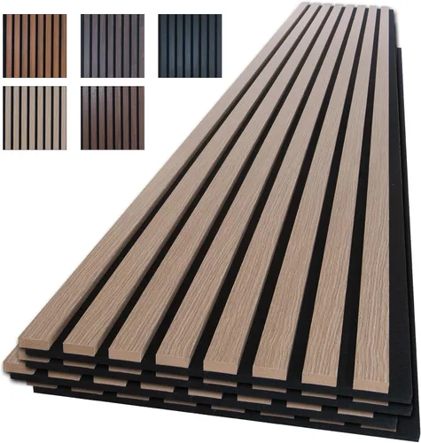 Miniatura 13 de NeatiEase Paneles de madera para pared, 4 piezas de 96 x 12.6 pulgadas, paneles de pared de listones de madera insonorizados para decoración