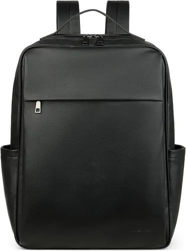 Miniatura 8 de MASINTOR Mochila Bolso de Cuero PU de 15.6 pulgadas para Portátil para Mujeres, Mochila Casual Grande para Universidad, Bolsa de Viaje, Negro
