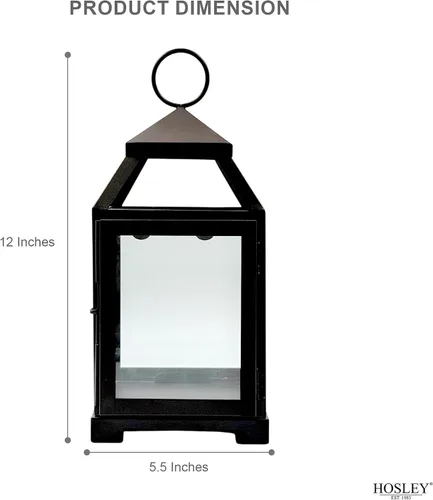Miniatura 4 de Hosley's Farol estilo clásico, de 12 pulgadas de alto, de hierro y vidrio Regalo ideal para celebraciones, fiestas, bodas, Aromaterapia y Spa.