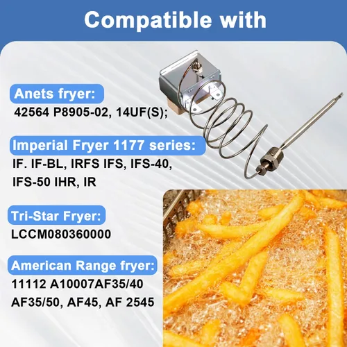 Miniatura 4 de Interruptor de freidora de termostato de límite alto 1177 actualizado 3/8 "Mpt 450°F Compatible con ATOSA 301030005 Imperial ROBERTSHAW Equipo