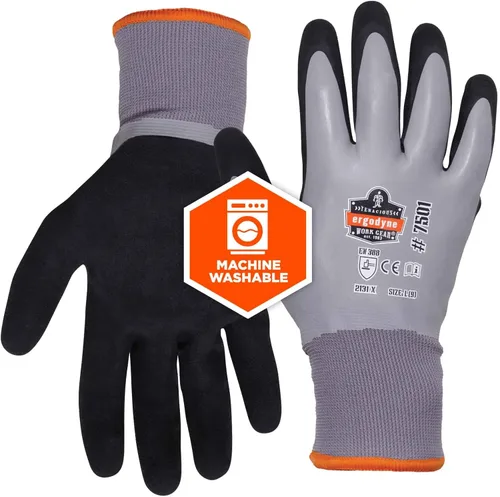 Miniatura 8 de Ergodyne ProFlex 7501 Guantes de Trabajo de Invierno Impermeables con Revestimiento, Palmas Recubiertas de Nitrilo Arenoso, Forro Polar Térmico
